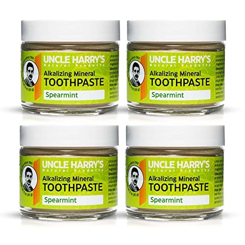 Uncle Harry's Toothpaste - Promotes Enamel Remineralization, Fresh Spearmint Flavor - Pack of 4