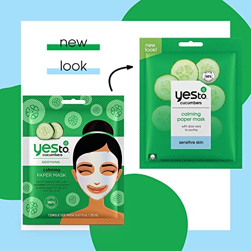 Yes To Cucumber Face Mask - Hydrates & Calms Sensitive Skin, Natural Ingredients - Pack of 3