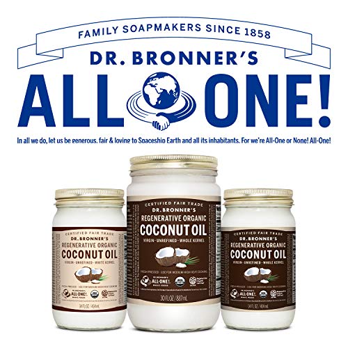 Dr. Bronner's Organic Virgin Coconut Oil - Versatile for Cooking & Body Care, Fair Trade, 14oz