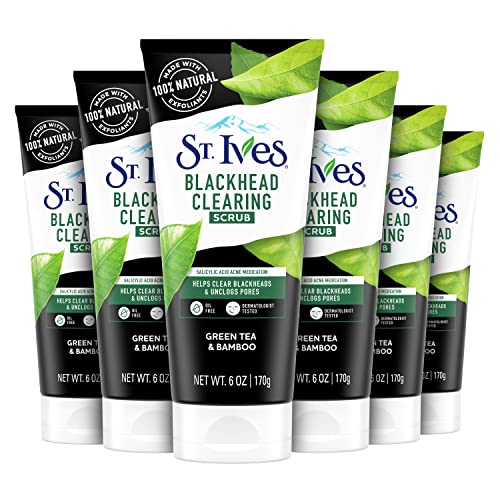 St. Ives Face Scrub - Clears Blackheads, Natural Exfoliants & Salicylic Acid - 6 oz, 6 Pack