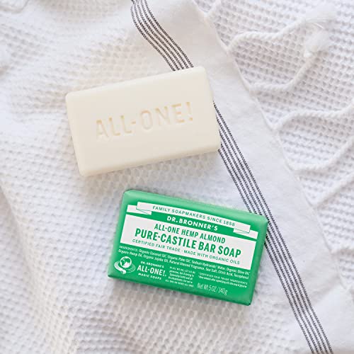 DR. BRONNER's All-One Hemp Almond Bar Soap - Luxurious Lather, Organic Ingredients - 5 oz