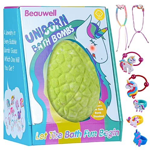 Beauwell Kids Bath Bombs - Organic Fun with Hidden Jewelry, Colorful Fizz - 6.4oz Gift Box