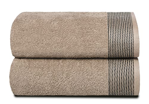 BELIZZI HOME 2 Pack Cotton Bath Towels - Soft, Quick Dry, Natural & Chemical-Free - 28x55 inches