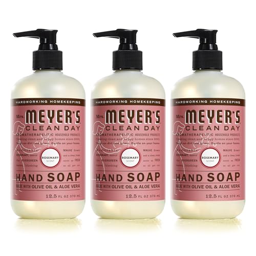 Mrs. Meyer's Hand Soap - Nourishing Rosemary Scent, Paraben-Free, Cruelty-Free - 12.5oz (Pack of 3)