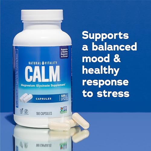 Natural Vitality Calm Magnesium Capsules - Supports Bone, Muscle & Heart Health - 180ct