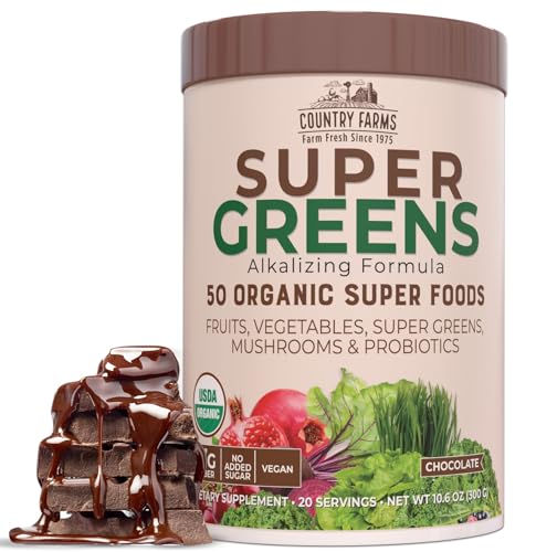 Country Farms Super Greens Drink Mix - Boost Energy & Support Digestive Health - 10.6 Oz