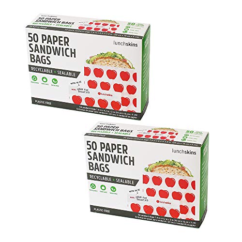 Lunchskins Food Storage Bags - Sealable, Recyclable Paper, Durable & Freezer-Safe, 100-Count