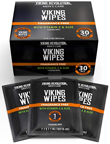 Viking Revolution Adult Hygienic Wipes - Flushable, Vitamin E & Aloe, Unscented - 30 Pack