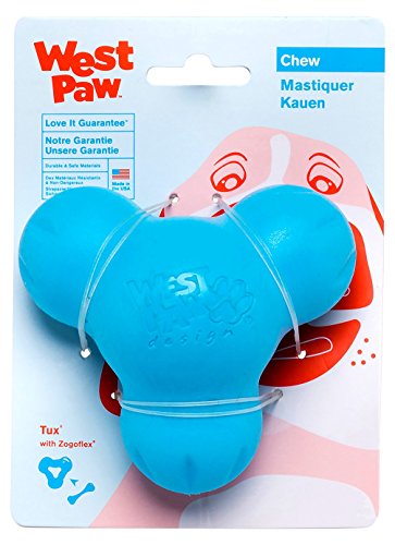 West Paw Zogoflex Tux Dog Chew Toy - Interactive Treat Dispenser, Durable, Recyclable - 5" Aqua