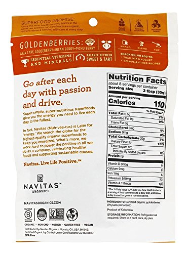 Navitas Naturals Organic Golden Berries - Antioxidant-Rich Superfood, Tart Flavor - 8 oz