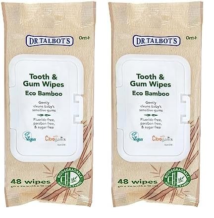 Dr. Talbot's Bamboo Baby Tooth & Gum Wipes - Reduces Tooth Decay, Gentle & Biodegradable - 48 Count