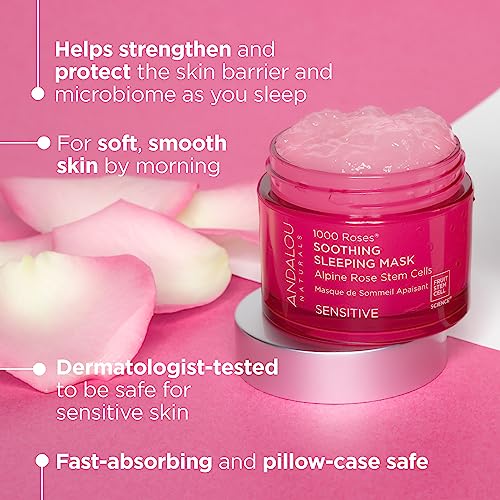 Andalou Naturals Face Mask - Soothing Overnight Treatment with Alpine Rose & Rosewater - 1.7oz