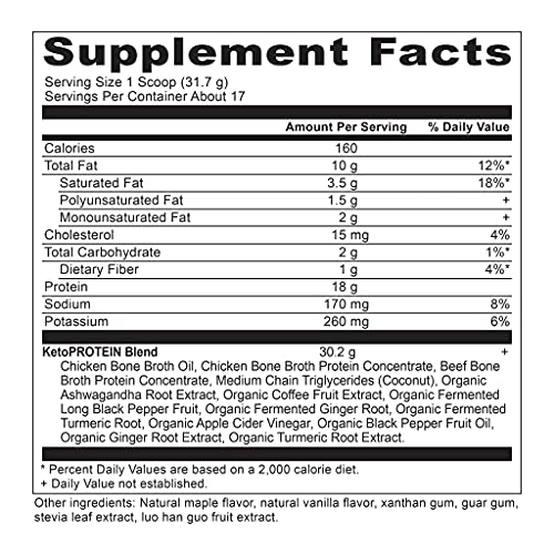 Ancient Nutrition Keto Protein Powder - Bone Broth & MCT, 18g Protein, Chocolate - 17 Servings