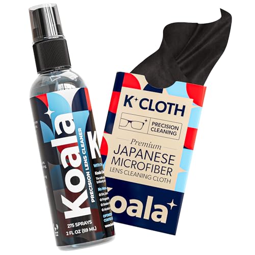 Koala Microfiber Cloth & Lens Cleaner Kit - Streak-Free, Alcohol-Free, Safe for All Lenses - 2 Piece