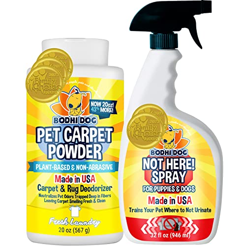 Bodhi Dog Carpet Cleaner Bundle - Eliminates Pet Odors, Natural Corn-Based Formula - 20oz & 32oz