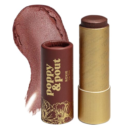 Poppy & Pout Lip & Cheek Stain - Buildable Color, All-Natural Ingredients, Mint Flavor - 0.30oz