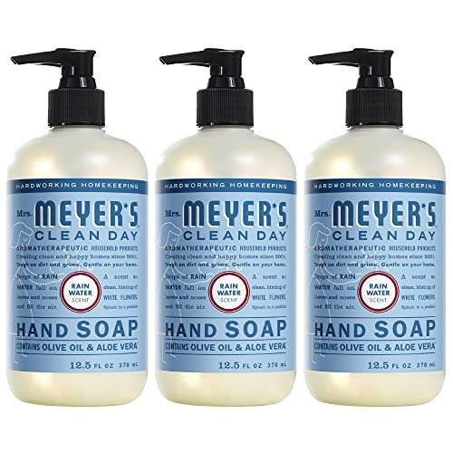 Mrs. Meyer's Hand Soap - Rain Water Scent, Essential Oils, Biodegradable - 12.5 fl. oz, Pack of 3