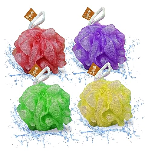 Majestique Loofah Sponge - Exfoliating Body Scrubber, Recyclable, Set of 4 - 50g Each