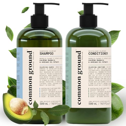 Common Ground Volumizing Shampoo & Conditioner Set - Organic, Vegan, Avocado Oil Extract - 16oz