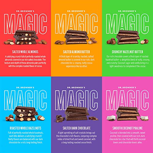 Dr. Bronner's Magic All-One Chocolate - Fair Trade Nutty Delights, 6 Count Variety Box