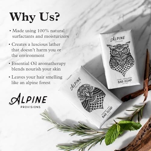 Alpine Provisions Rosemary & Mint Bar Soap - Moisturizing with Essential Oils, RSPO Palm Oil - 5oz