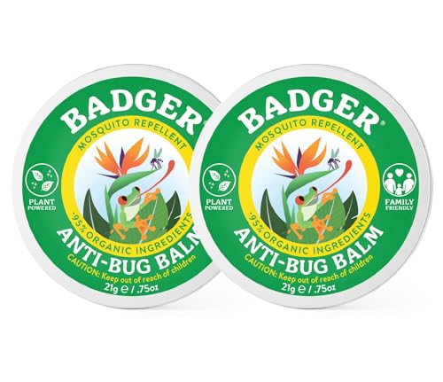 Badger Bug Repellent - Natural Insect Defense with Citronella & Lemongrass - 0.75oz Tin (2 Pack)