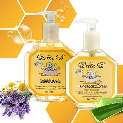 Bella B Baby Shampoo & Body Wash - Heals Cradle Cap, Organic Ingredients - 8oz Each