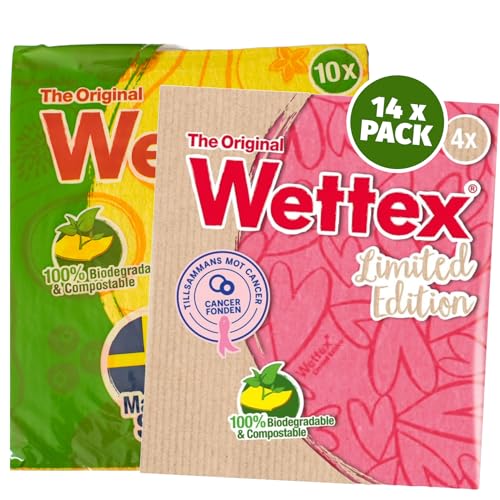 Wettex Swedish Dish Cloth - Super Absorbent, 100% Biodegradable, Assorted Colors - 14 Pack