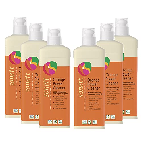 Sonett All Purpose Cleaner - Powerful Orange Formula, Biodegradable & Vegan - 6 Pack