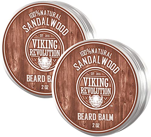 Viking Revolution Beard Balm - Softens & Moisturizes with Argan & Jojoba Oils - 2oz, 2 Pack