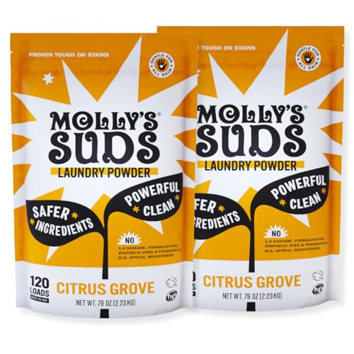 Molly's Suds Concentrated Laundry Detergent - Natural Stain Fighter, Gentle on Skin - 240 Loads