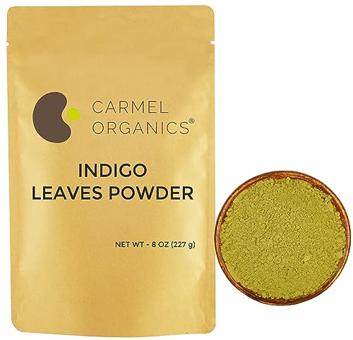 CARMEL ORGANICS Indigo Leaves Powder - Natural Hair Dye, No Additives - 8oz