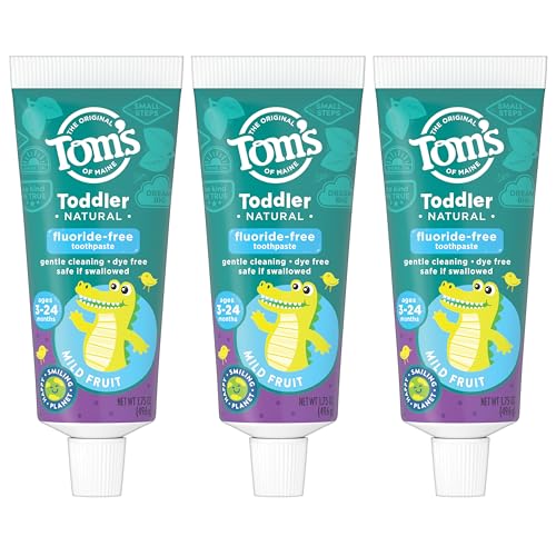 Tom's of Maine Children's Toothpaste - Fluoride-Free, Natural Ingredients, Mild Fruit - 3-Pack