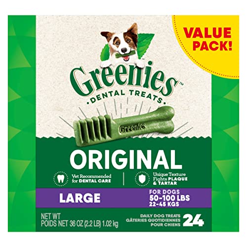 Greenies Original Large Dog Treats - Natural Dental Care, Vet Recommended, 36oz (24 Treats)