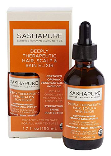 SASHAPURE Hair Serum - Nourishes & Protects Hair, Scalp & Skin, Organic Sacha Inchi Oil - 1.7 fl.oz.
