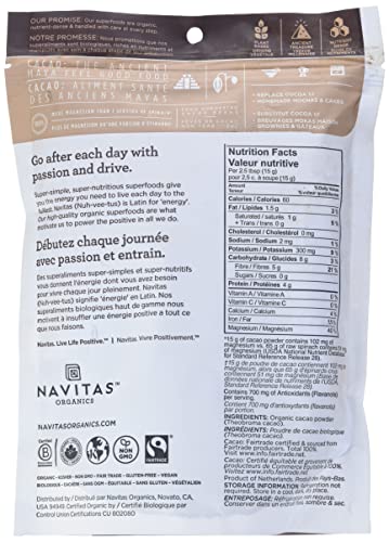 Navitas Organics Cacao Powder - Antioxidant-Rich Superfood, USDA Organic, 16oz (30 Servings)