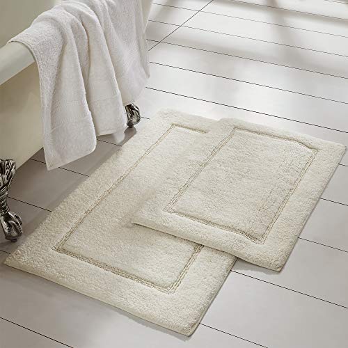 Amrapur Overseas Bath Mat Set - Ultra-Soft, Non-Slip, Oeko-Tex Certified - 2-Piece, Ivory