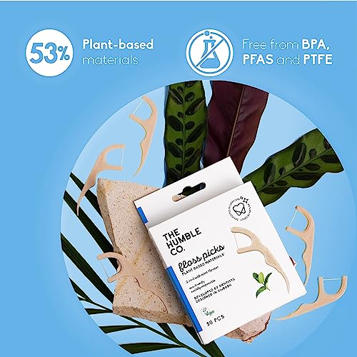 The Humble Co. Floss Picks - Plant-Based Dental Floss for Oral Care, Mint Flavor - 200 Count