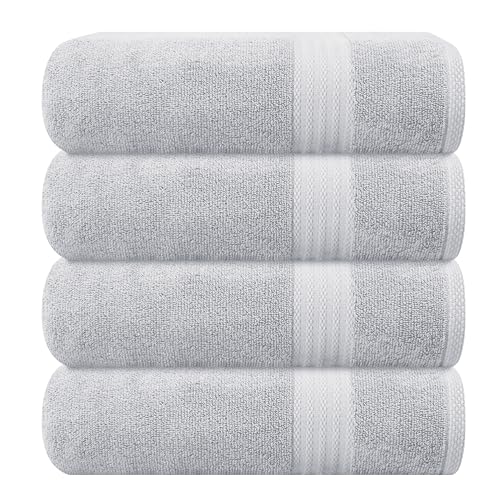 GLAMBURG Premium Cotton Bath Towel Set - Ultra Soft, Highly Absorbent, 100% Natural - 4 Towels 27x54