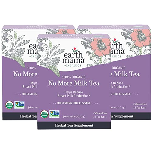 Earth Mama Herbal Tea - Eases Unwanted Milk Production, Non-GMO, Caffeine-Free - 16 Tea Bags