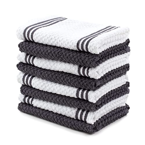 Sticky Toffee Cotton Kitchen Towels - Soft, Absorbent, Oeko-Tex Certified, Set of 8 - 12x12 in