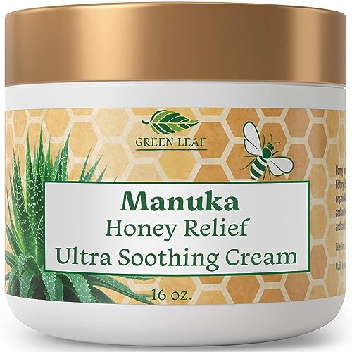 Green Leaf Manuka Honey Eczema Cream - Moisturizes, Heals Itchy Skin, Gentle for All Ages - 16oz