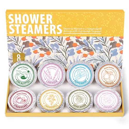 Aromatherapy Shower Steamer Gift Set - Stress Relief, Natural Ingredients - 8 Pack