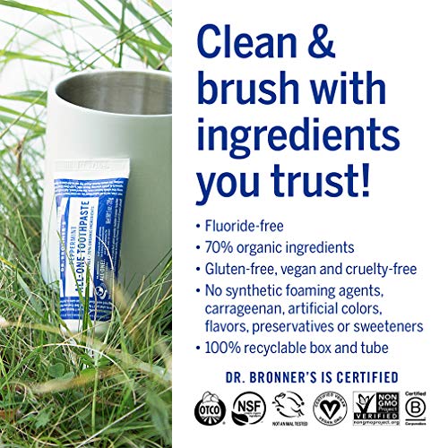 Dr. Bronner's All-One Toothpaste - Natural Whitening, Plaque Reduction, Vegan - Peppermint, 3-Pack