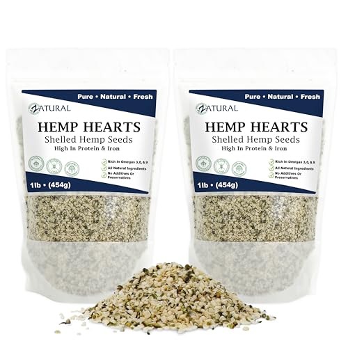 Zatural Hemp Hearts - High Protein & Fiber, Plant-Based Nutrients, 2lb Raw Hulled Seeds