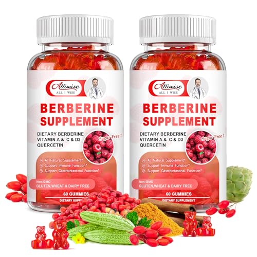 Alliwise Berberine Gummies - Boost Metabolism & Immune Health, Sugar-Free, 1500mg - 60 Count