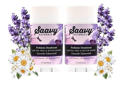 Saavy Naturals Probiotic Deodorant - Aluminum-Free, Vegan Lavender Chamomile - 2 Pack, 1.7oz