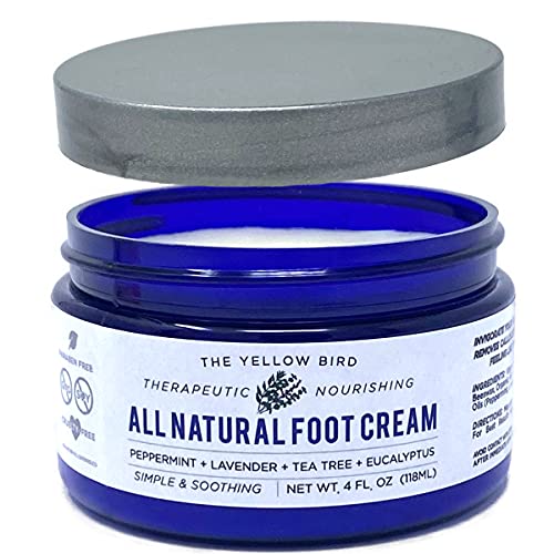 Yellow Bird Foot Cream - Hydrates Dry Cracked Feet, Organic Ingredients, Tea Tree & Peppermint - 4oz