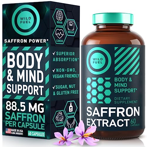 WILD FUEL Saffron Supplements - Mood & Energy Support, Antioxidant - 60 Organic Capsules