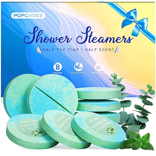 POPCHOSE Shower Steamers - Eucalyptus Aroma for Quick Relief & Relaxation - 8 Pack